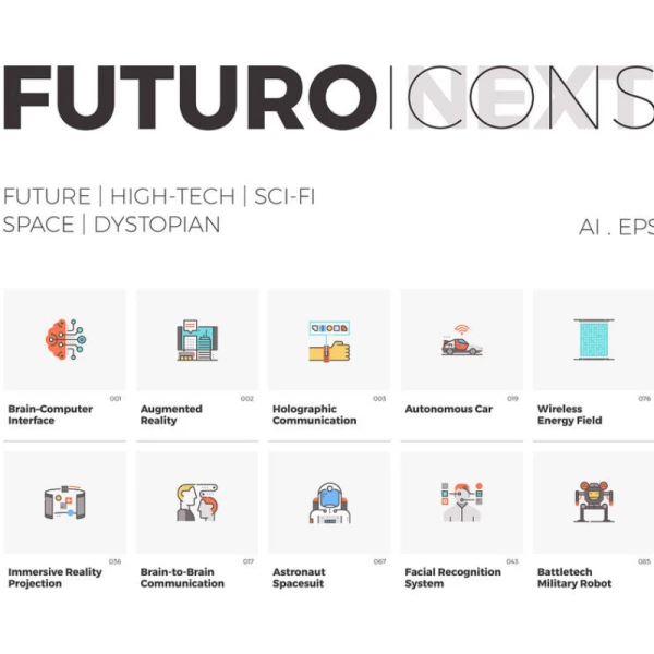 Futuro Next Future Technology 未来科技技术交通方式科幻图标插画