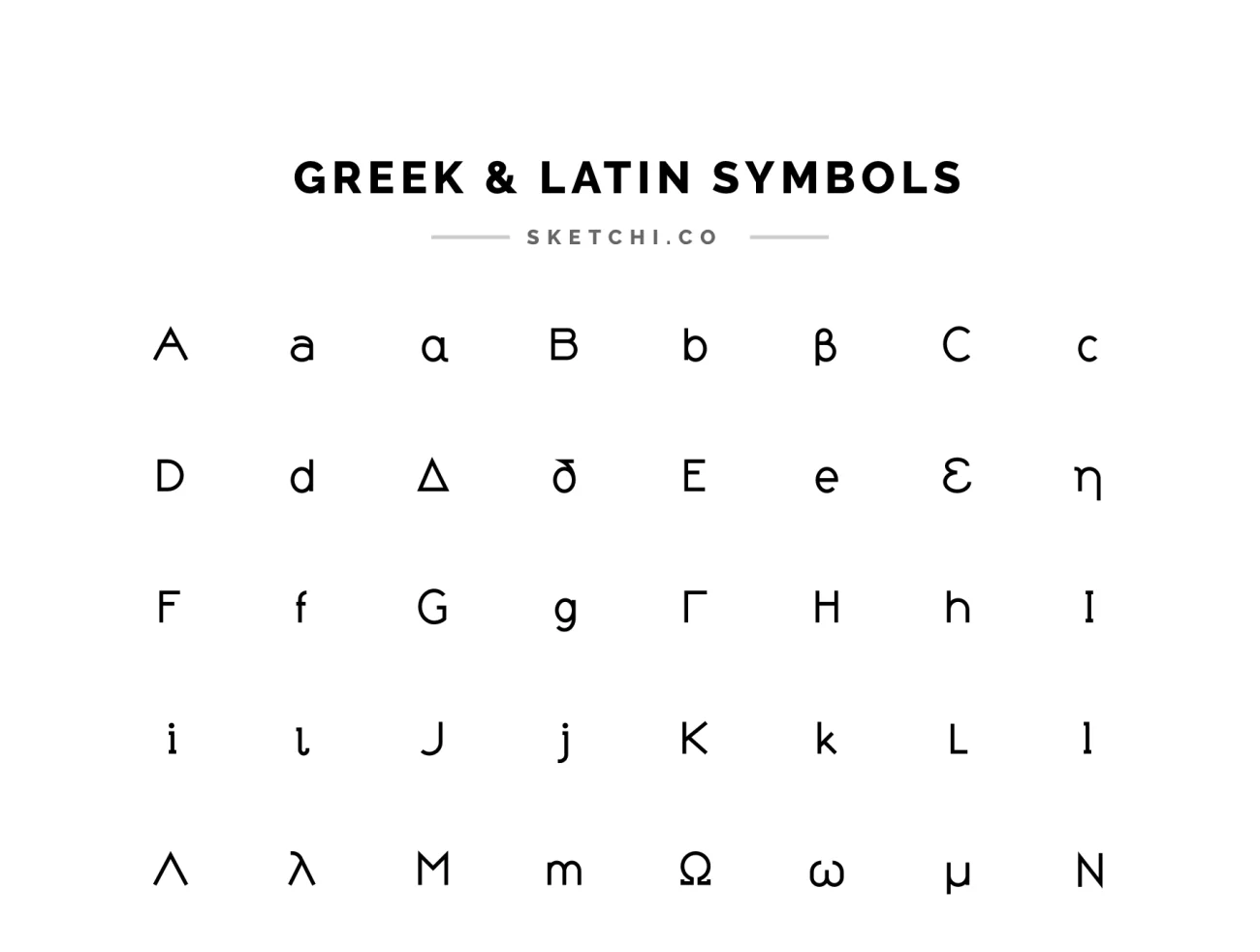 Greek & Latin Symbols Solid 希腊文和拉丁文符号-字体-到位啦UI