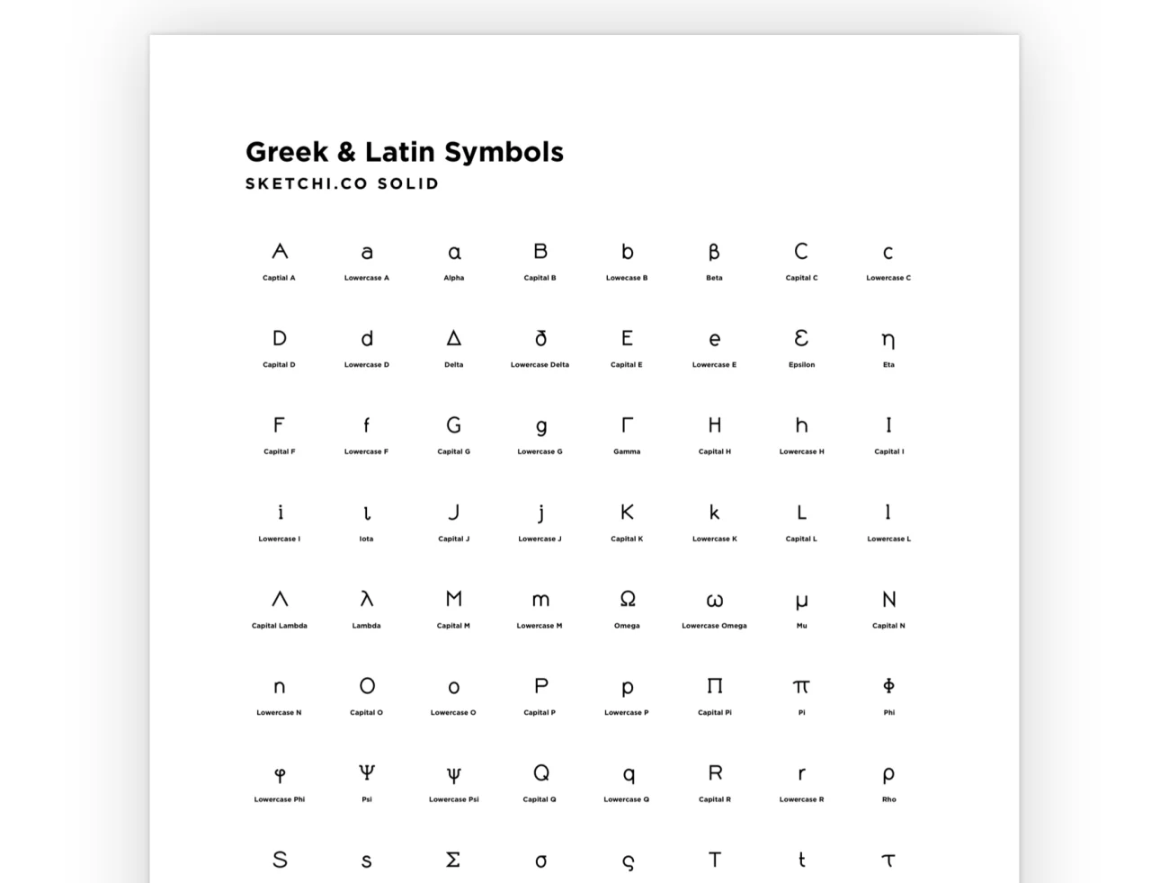 Greek & Latin Symbols Solid 希腊文和拉丁文符号-字体-到位啦UI