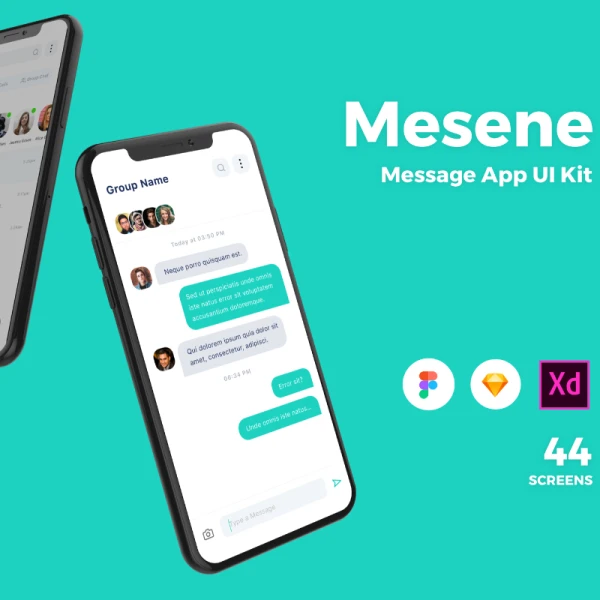 Mesene Message Ui Kit Mobile App 短信社交信息应用用户界面设计套件