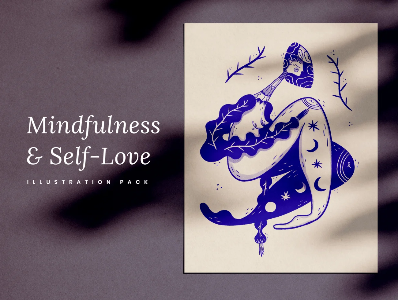 Mindfulness Self love Illustrations Drawings of Self Care 和风正念自爱插图自我关怀的矢量版画图案合集-人物插画、插画、插画风格、概念创意、线条手绘、趣味漫画-到位啦UI