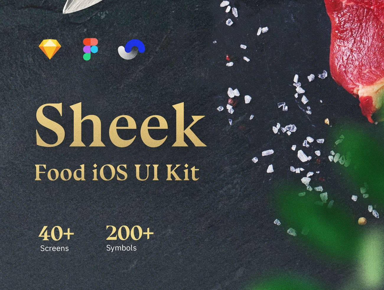 Sheek Food iOS UI Kit 深色餐厅点餐应用用户界面套件-UI/UX-到位啦UI