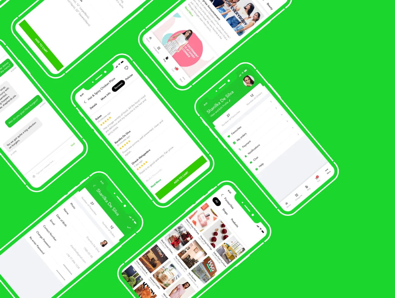 Vibe Mobile Application UI Kit PSD 绿色美食应用UI套件PSD-UI/UX-到位啦UI