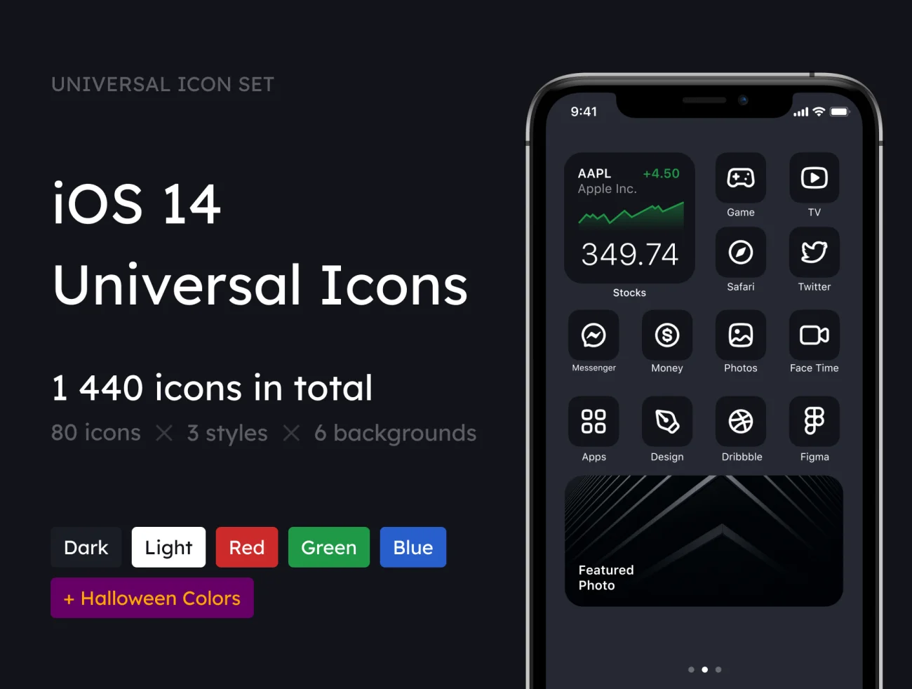 iOS 14 Universal Icons 1440个适用iOS 14的通用图标库-3D/图标-到位啦UI