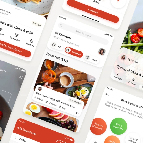 Savory - Food UI Kit 110屏美食食谱烹饪教程食品采购UI套件