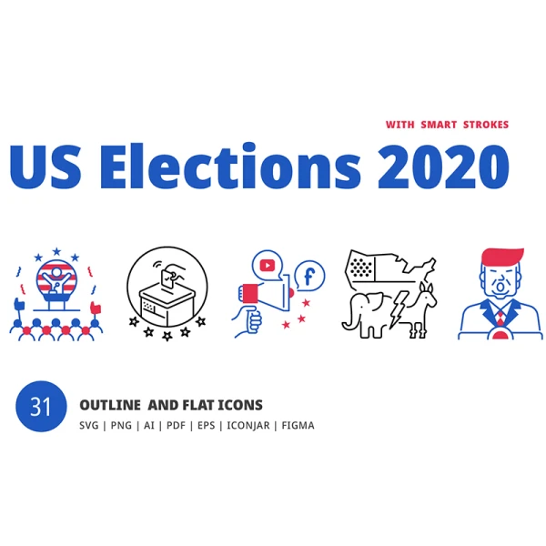 US Elections 2020 31款2020年美国总统大选图标