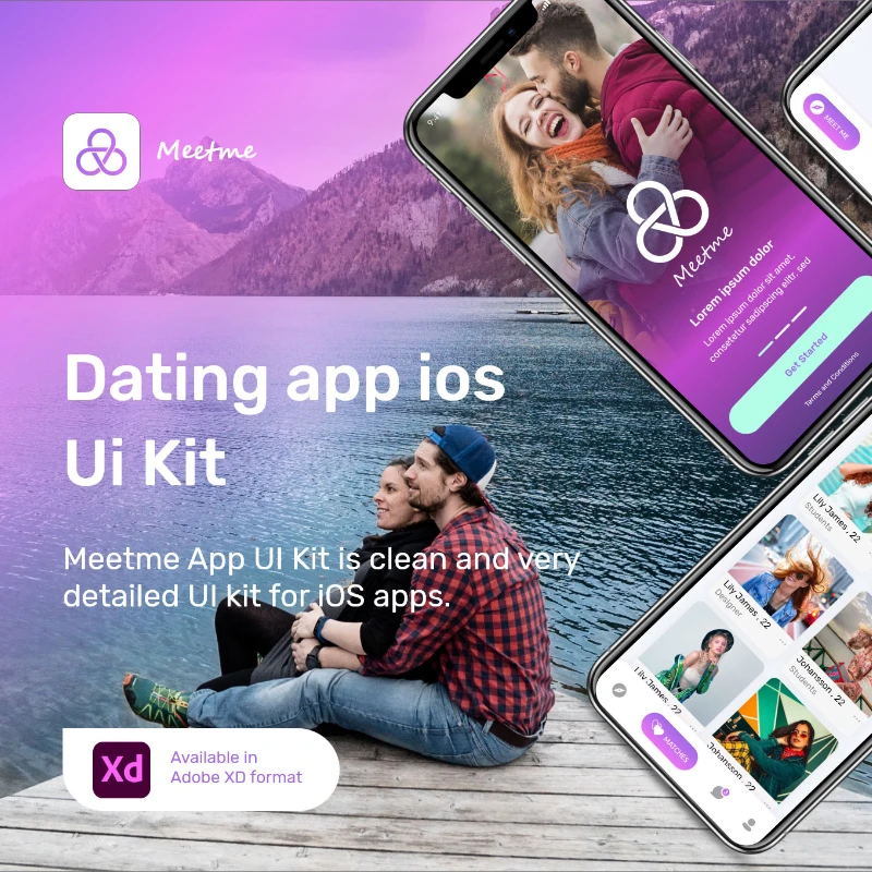 Meetme Application iOS UI Kit 27屏现代简约约会应用设计套件缩略图到位啦UI