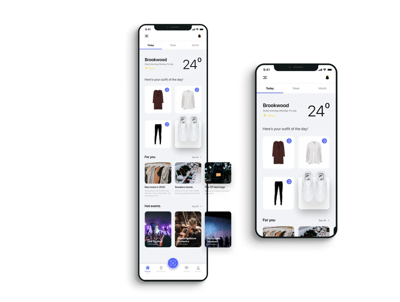 Pheal — outfit for every day, mobile application 今天穿什么20屏着装推荐手机应用界面设计套件-UI/UX-到位啦UI