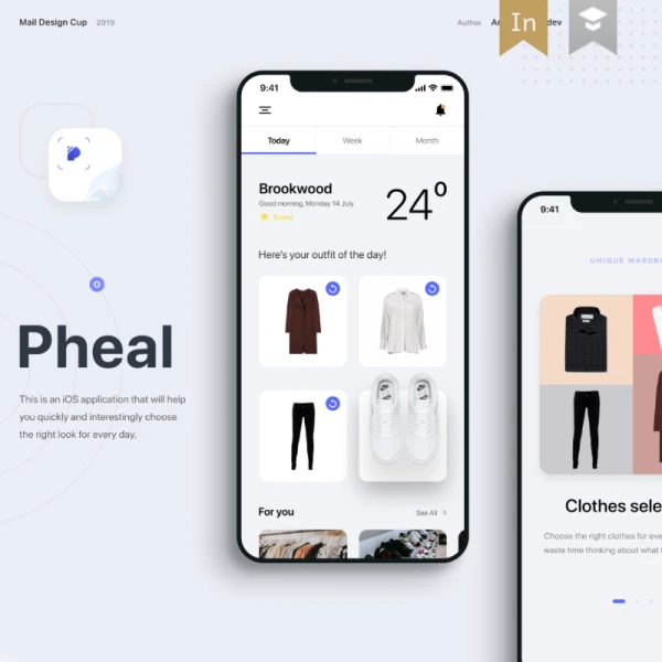 Pheal — outfit for every day, mobile application 今天穿什么20屏着装推荐手机应用界面设计套件