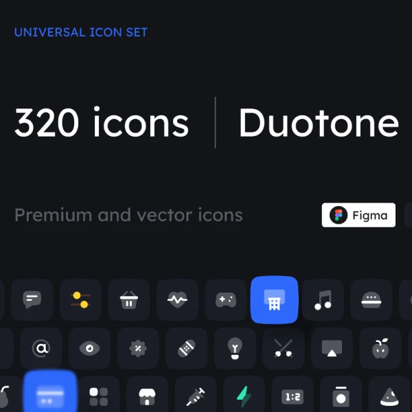 Universal Icon Set Duotone Style 320个双色调通用图标集包含14个类别