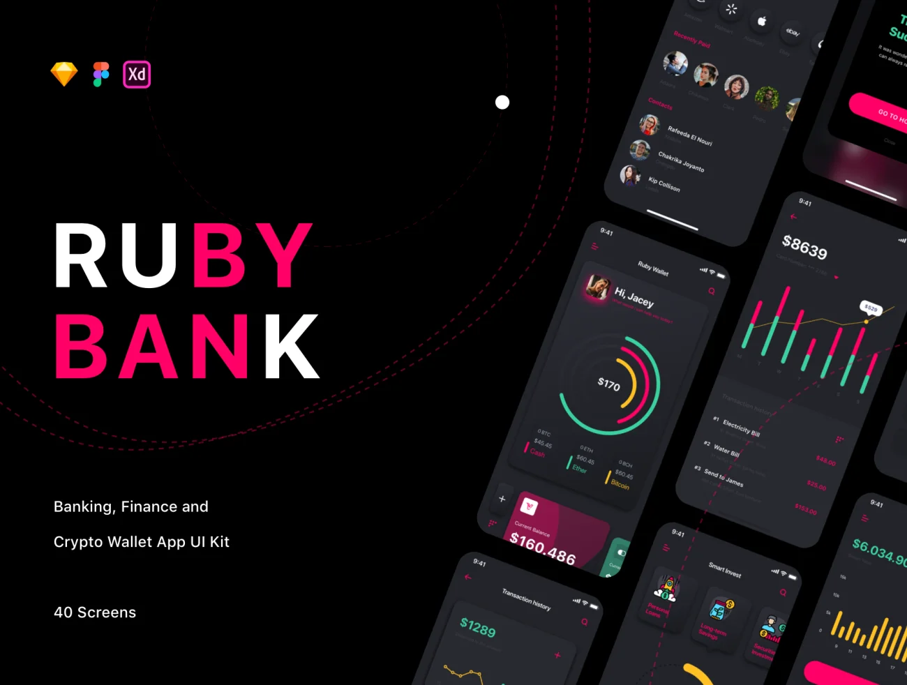 Ruby - Banking App UI Kit 40屏银行金融加密数字货币电子钱包应用UI设计套件-UI/UX-到位啦UI