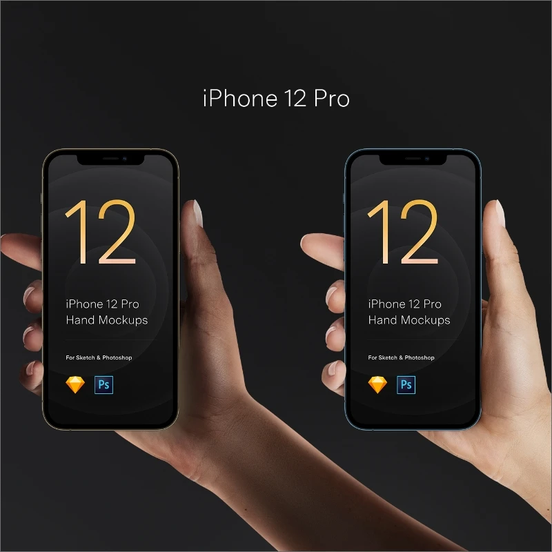 Hands Mockups iPhone 12 Pro _ iPhone 12 手持iPhone 12全系列全色系实景智能样机模型缩略图到位啦UI
