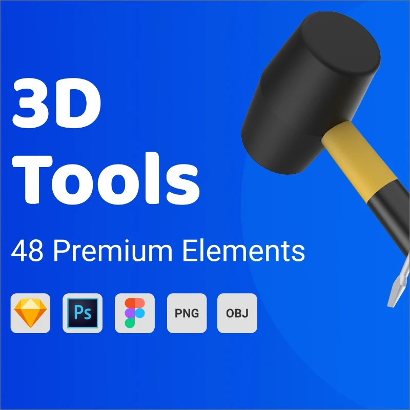 3D Tools 10种维修工具3D图标合集缩略图到位啦UI