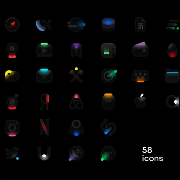 Glossy icons 58款适配iOS14的荧光图标可发光