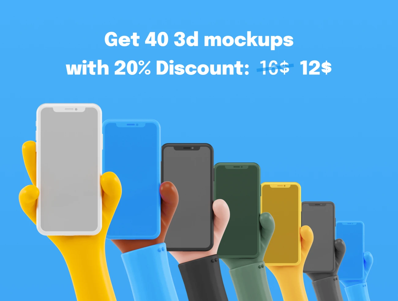 iPhone 3D Mockups 40个iPhone手机卡通手3D样机展示合集插图11