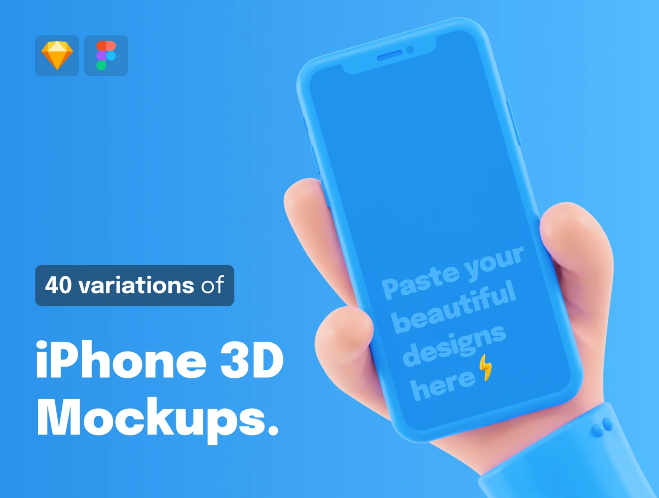 iPhone 3D Mockups 40个iPhone手机卡通手3D样机展示合集插图5
