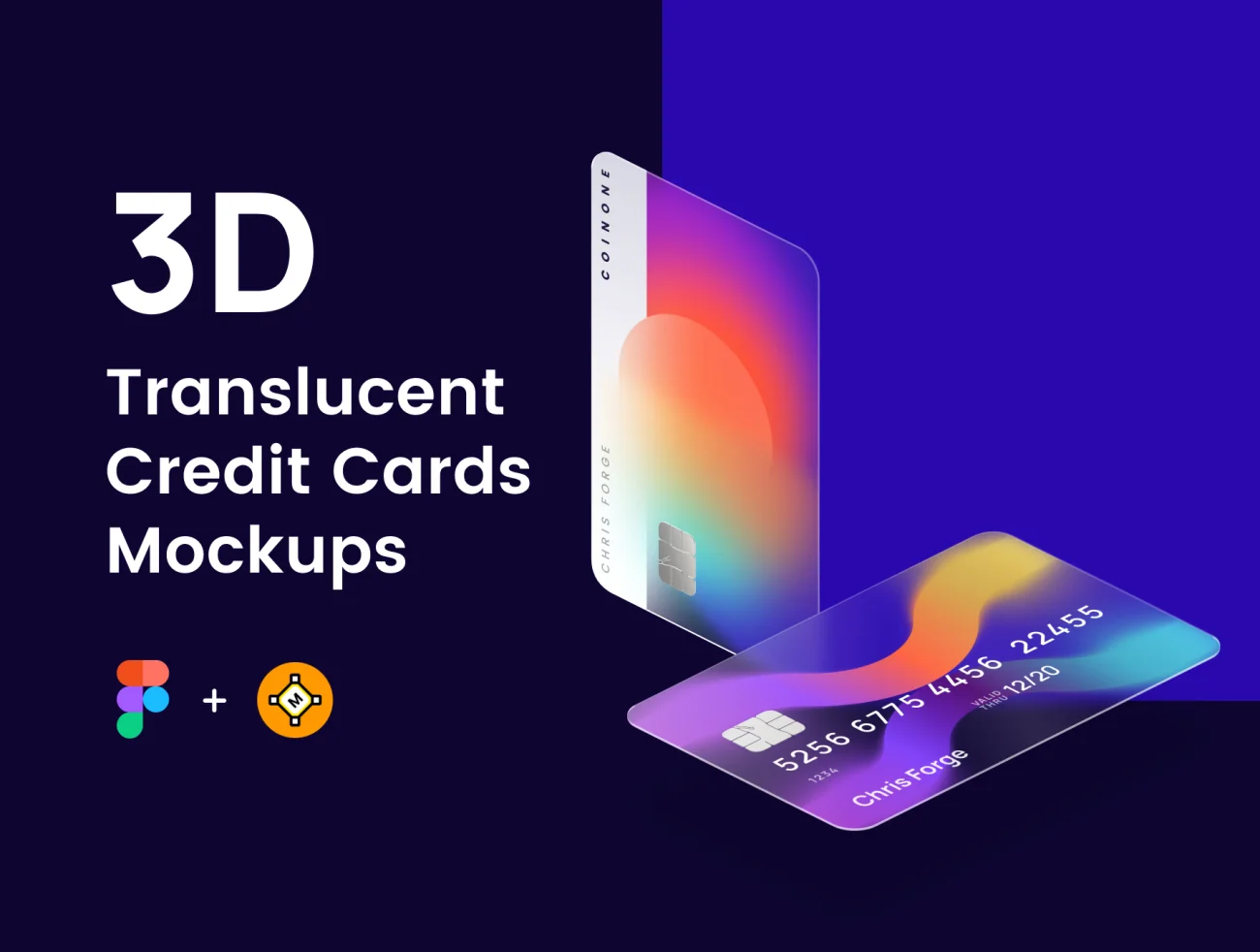 3D Translucent Credit Cards Mockups 信用卡9个角度展示样机-产品展示、办公样机、实景样机、样机-到位啦UI