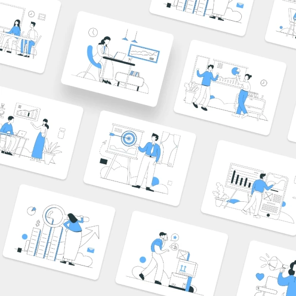 Business Illustration Kit 10个商业场景矢量插画合集包含金融理财数据分析