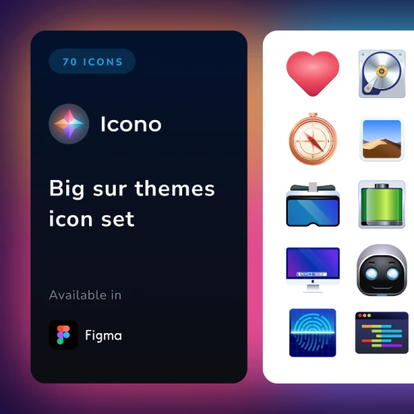 Icono Big sur themes icon set 70个macOS碧圣新版系统拟物风格主题风格图标集