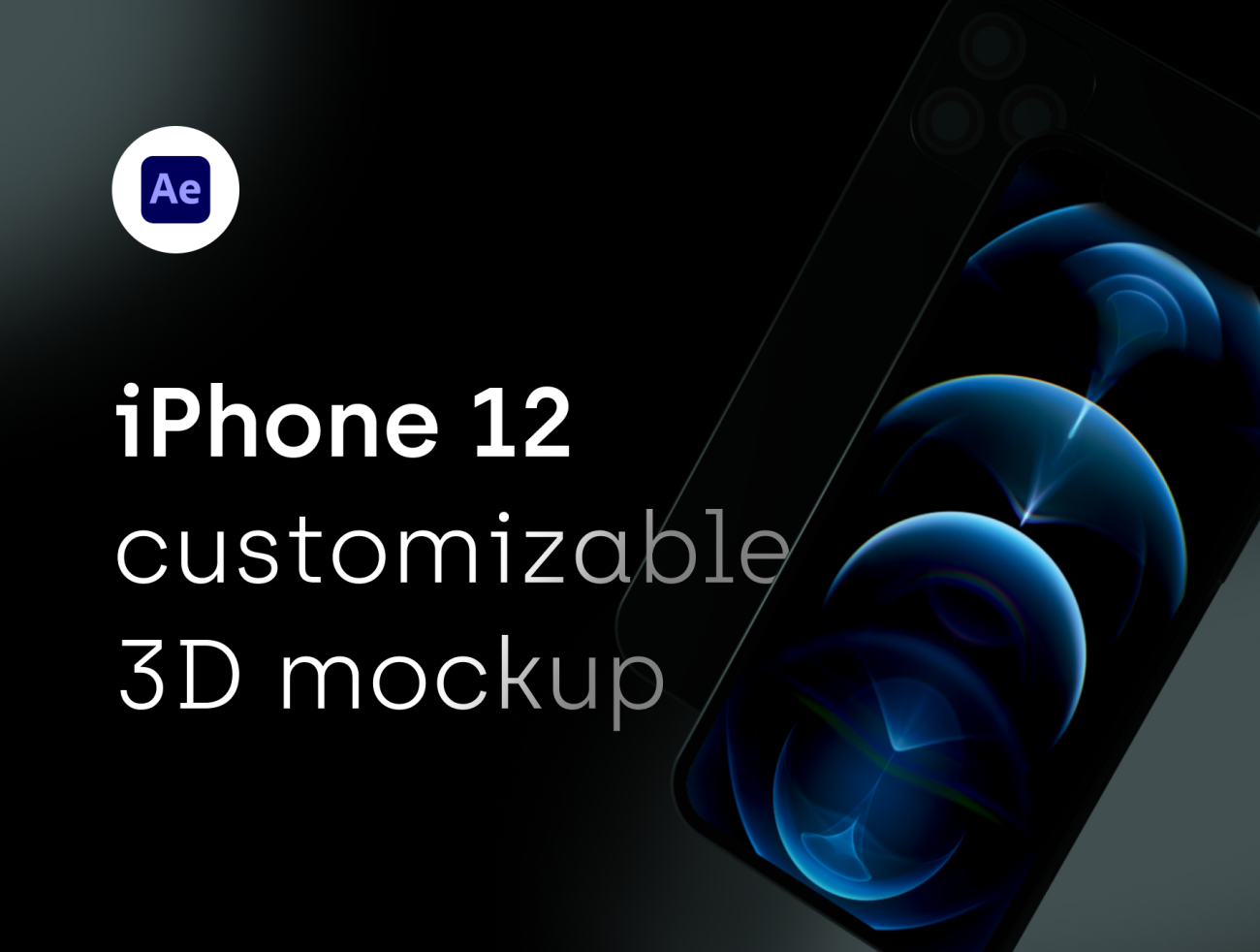iPhone 12 Pro - 3D mockup 完全可定制3D动画展示样机模型-产品展示、创意展示、手机模型、样机、简约样机、苹果设备-到位啦UI