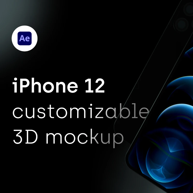 iPhone 12 Pro - 3D mockup 完全可定制3D动画展示样机模型缩略图到位啦UI