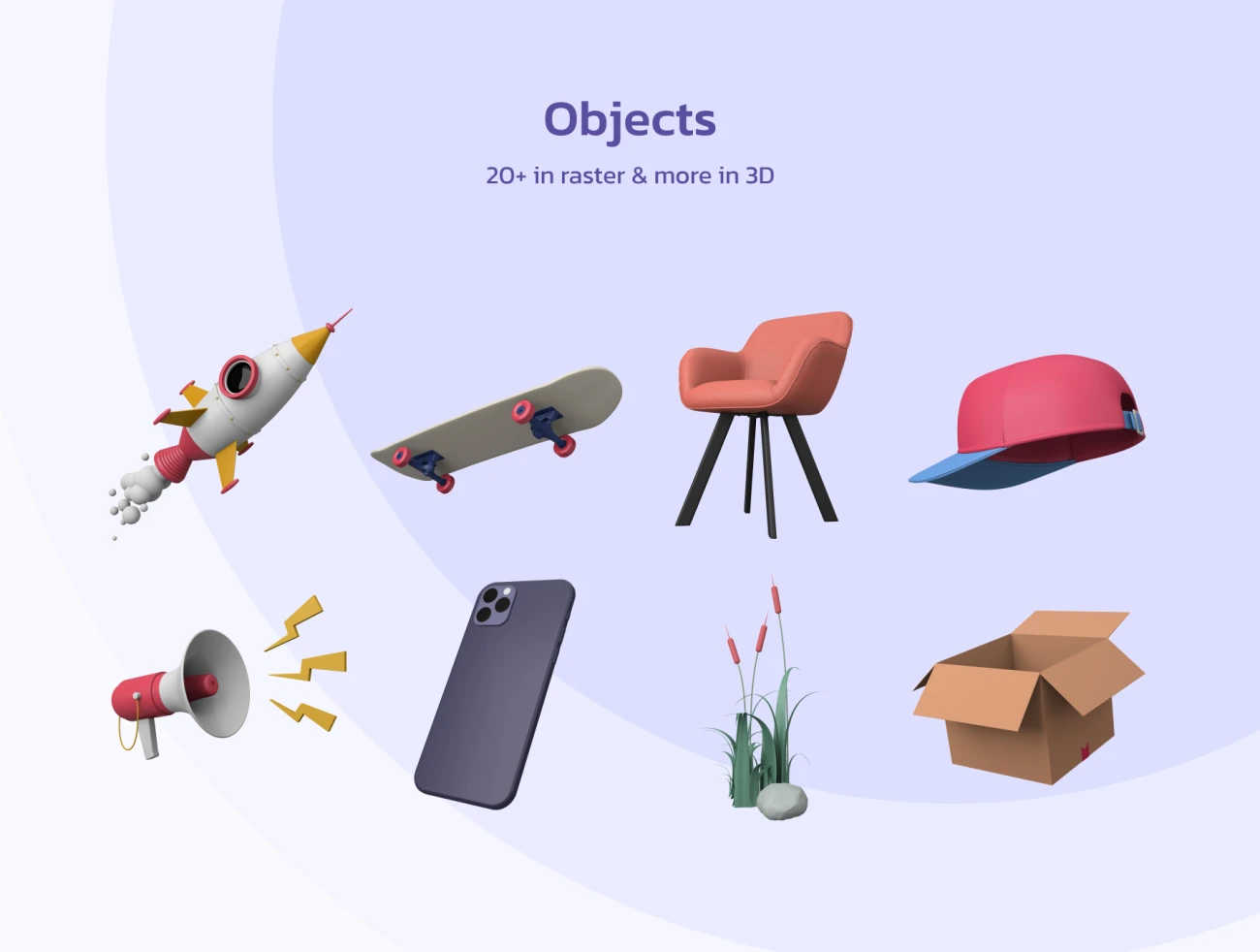 OUUU!!! 3D Illustration blender 20个场景拥有趣味标志性特征的3D插图包-3D/图标、人物插画、动画展示、场景插画、学习生活、插画、插画功能、插画风格、概念创意、趣味漫画-到位啦UI