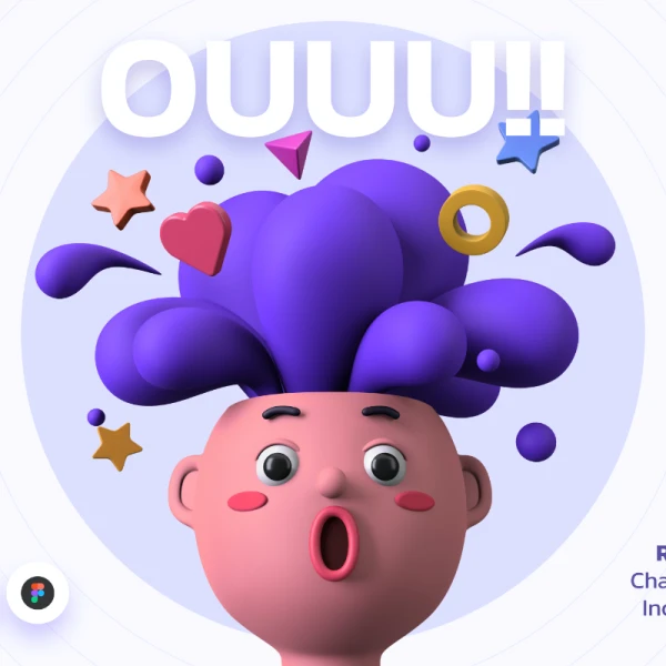 OUUU!!! 3D Illustration blender 20个场景拥有趣味标志性特征的3D插图包