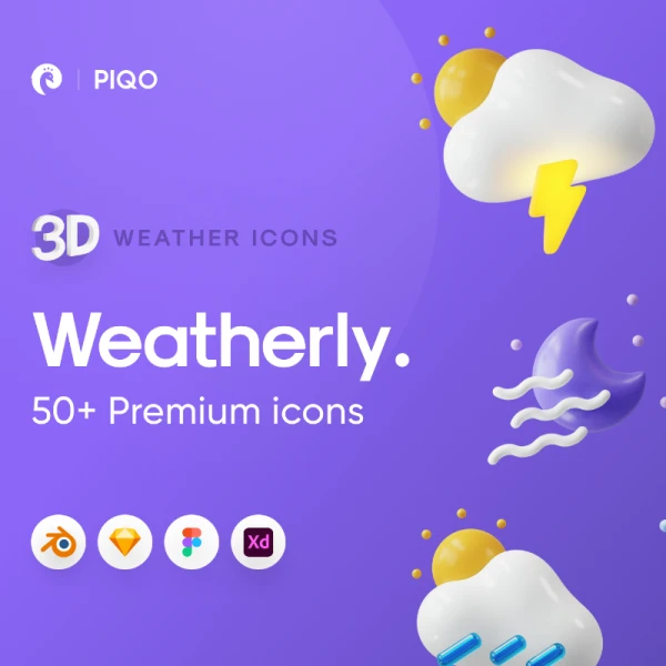Weatherly 3D icons - 50+ Weather icons 50多个天气3D图标合集