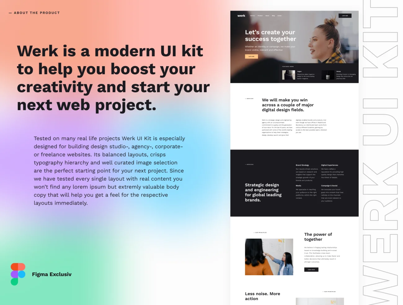 Werk UI Kit - 110 modern website layouts 110种现代风格工作室网站公司网站布局UI套件-UI/UX、ui套件、主页、引导页、着陆页、网站、详情-到位啦UI