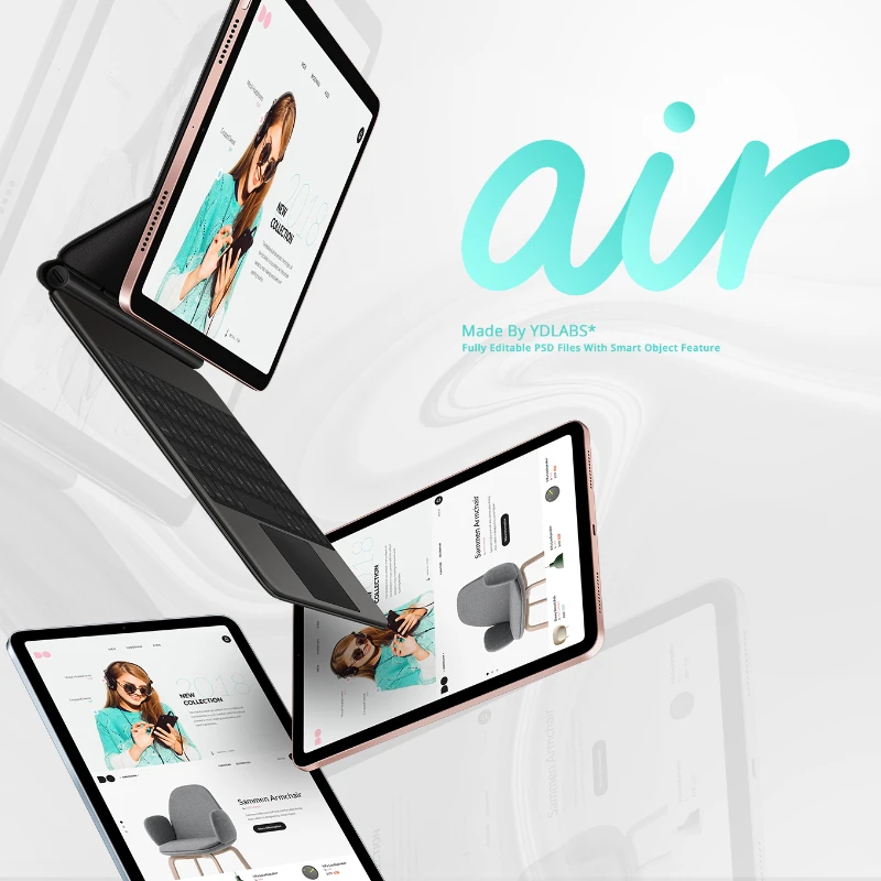YDLabs Air Mockups 23个iPad Air样机展示psd模型缩略图到位啦UI