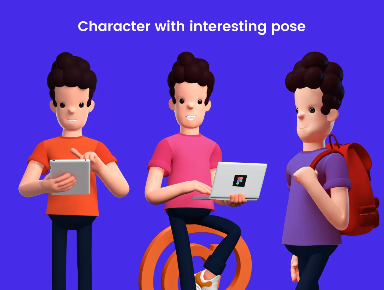 3D character with 10 poses 10个不同姿势的趣味3D人物角色插图套件-3D/图标、人物插画、场景插画、学习生活、插画、社交购物、职场办公、金融理财-到位啦UI