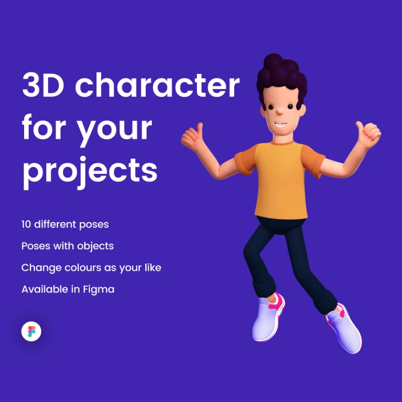 3D character with 10 poses 10个不同姿势的趣味3D人物角色插图套件缩略图到位啦UI