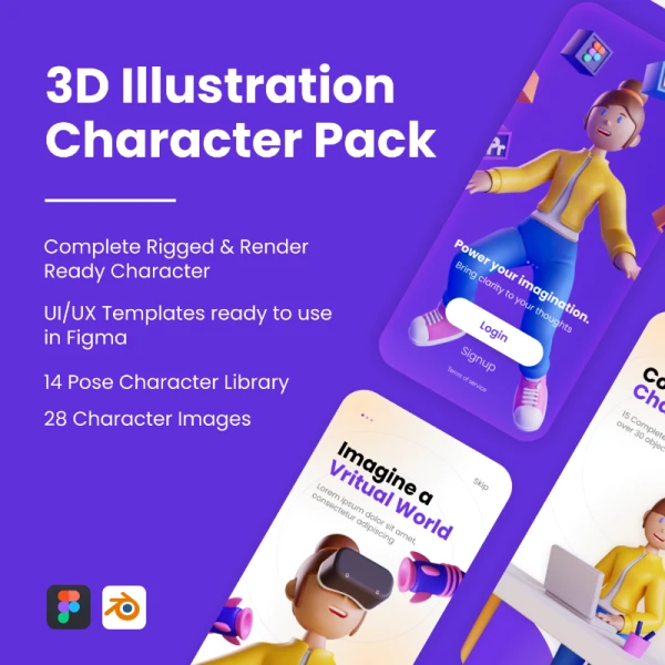 3D Web Illustration Character Pack
