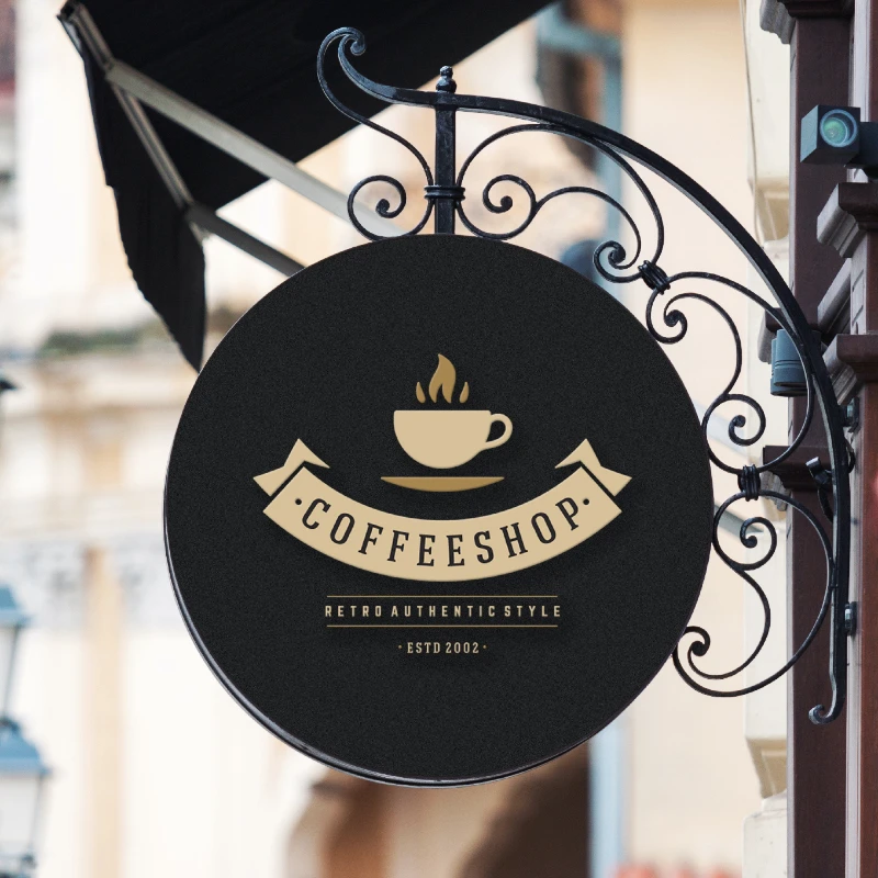 Cafe and Coffee Shop Logo Mockups 6款咖啡馆商店橱窗玻璃招牌logo智能样机实景展示psd源文件缩略图到位啦UI
