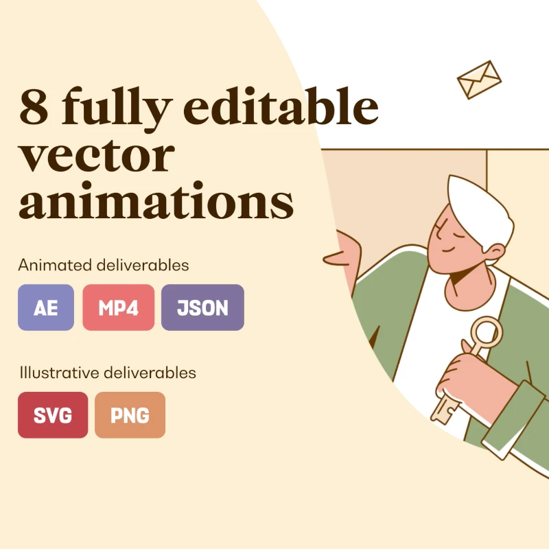 E-Commerce Characters Animated Illustrations Pack 8款完全可编辑的矢量人物动画插图包缩略图到位啦UI