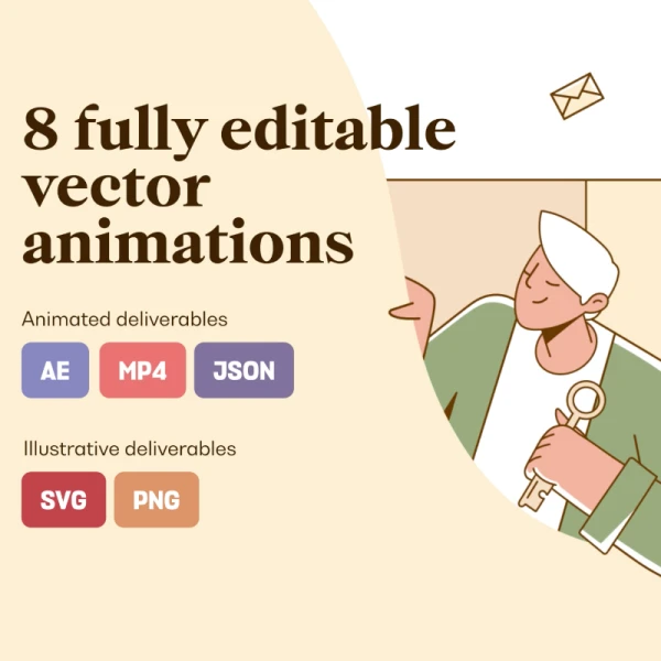 E-Commerce Characters Animated Illustrations Pack 8款完全可编辑的矢量人物动画插图包