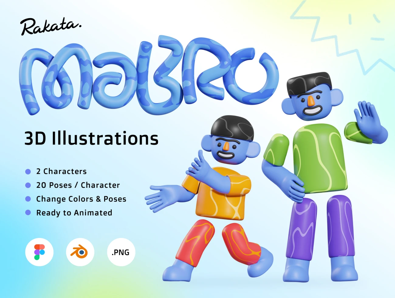 MaBro - 3D Illustrations 20个姿势趣味3D插图包-3D/图标、人物插画、动画展示、场景插画、学习生活、插画、插画风格、概念创意、模块化套件、状态页、趣味漫画-到位啦UI