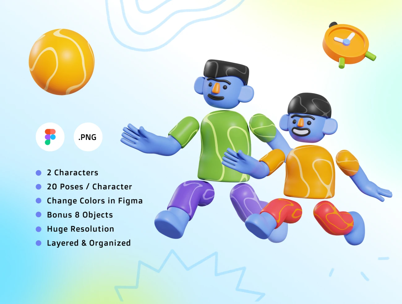 MaBro - 3D Illustrations 20个姿势趣味3D插图包-3D/图标、人物插画、动画展示、场景插画、学习生活、插画、插画风格、概念创意、模块化套件、状态页、趣味漫画-到位啦UI