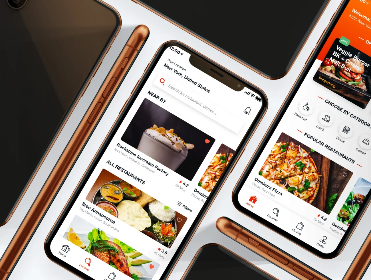 Multi Restaurant Food Order Mobile App UI 48屏餐厅外卖食品订单应用程序UI设计套件-UI/UX、ui套件、列表、卡片式、图表、地图、应用、支付、登录页、网购、聊天、详情、预订-到位啦UI