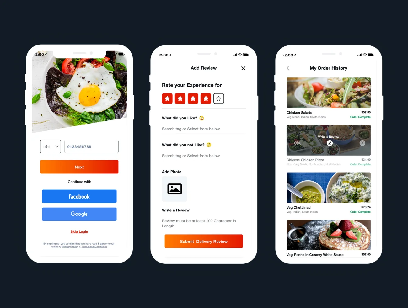 Multi Restaurant Food Order Mobile App UI 48屏餐厅外卖食品订单应用程序UI设计套件-UI/UX、ui套件、列表、卡片式、图表、地图、应用、支付、登录页、网购、聊天、详情、预订-到位啦UI
