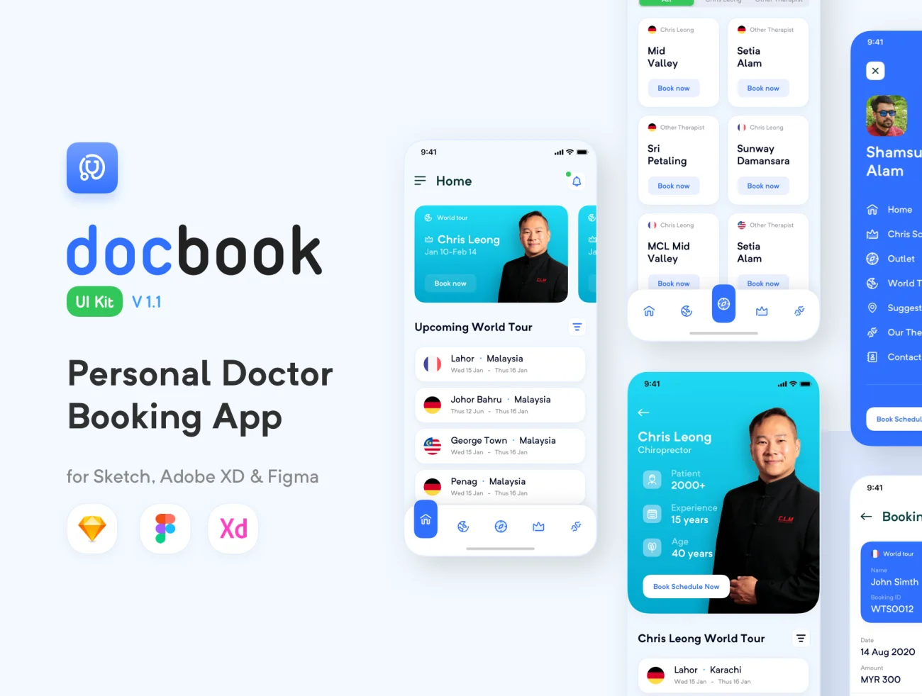 Personal Doctor Booking App 24屏私人医生预约医疗服务应用UI kit设计套件-UI/UX、ui套件、聊天、预订-到位啦UI