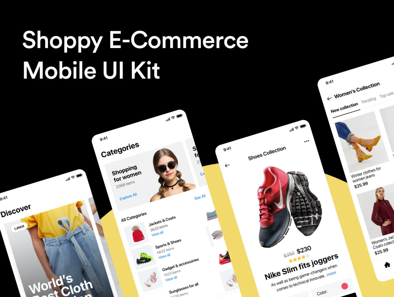 Shoppy E-Commerce Mobile UI Kit 80屏优质时尚服饰电子产品电商应用UI套件-UI/UX、ui套件、付款、列表、卡片式、应用、支付、海报、网购、表单、详情-到位啦UI