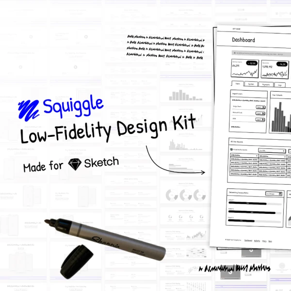 Squiggle Low-Fidelity Design Kit 632个低保真马克笔手绘线框图设计组件包套件