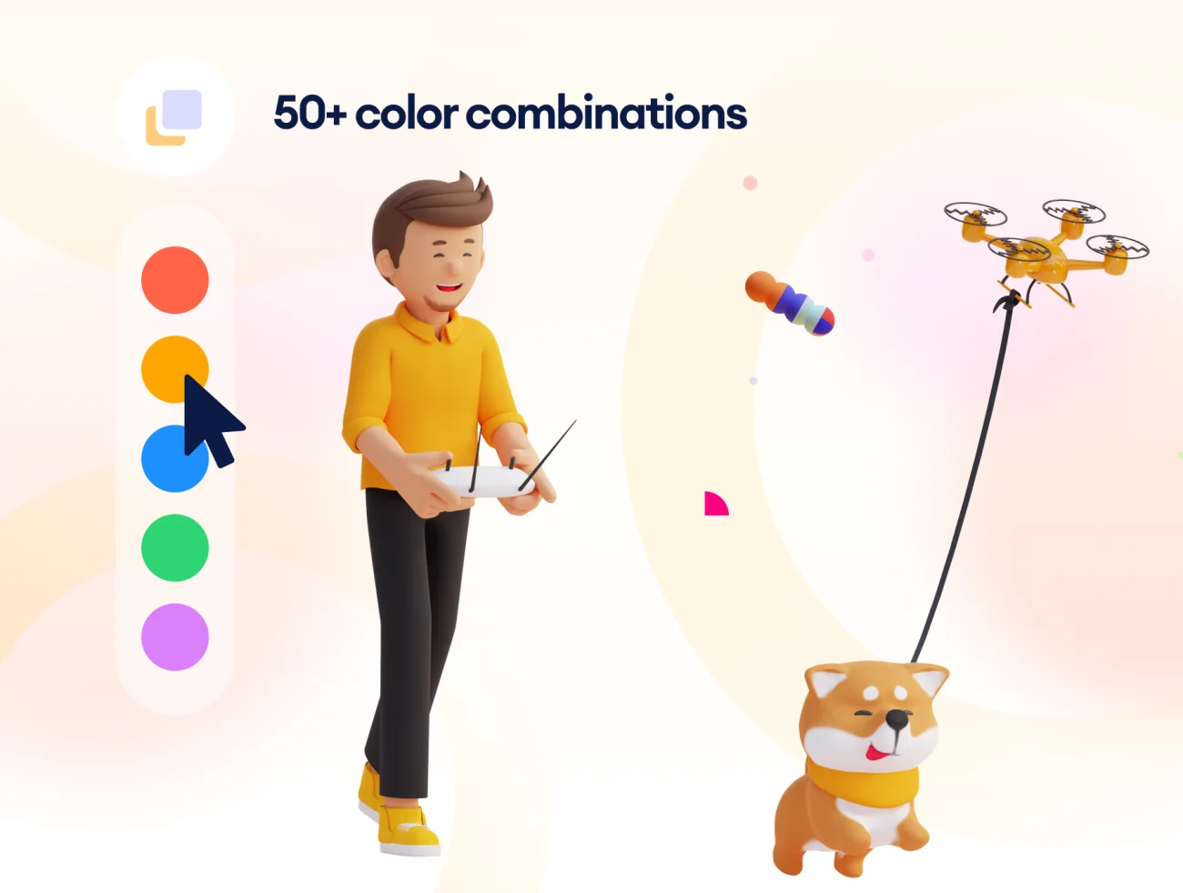 ZENIN - 3D Illustrations Pack 10个预制场景个性化3D人物插图包-人物插画、商业金融、场景插画、学习生活、插画、插画功能、社交购物、职场办公-到位啦UI