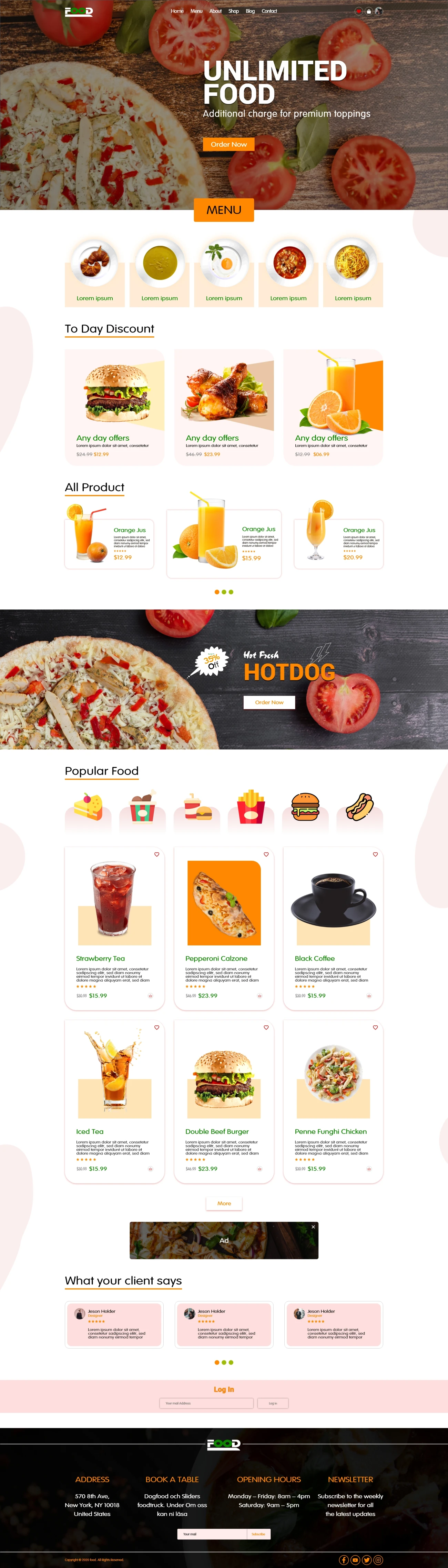 E-commerce Food Shopping Online Landing Page Design餐饮电子商务在线点餐外卖落地页设计-UI/UX、主页、预订-到位啦UI