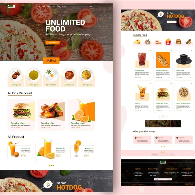 E-commerce Food Shopping Online Landing Page Design餐饮电子商务在线点餐外卖落地页设计缩略图到位啦UI