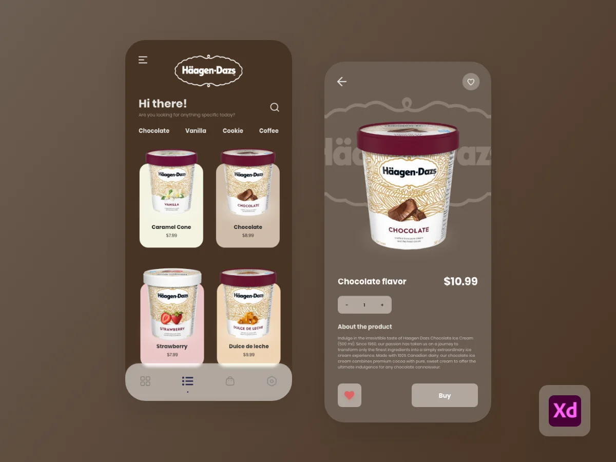 Ice Cream App Exploration for iOS哈根达斯冰淇淋在线点餐外卖应用UI界面设计-UI/UX、应用、支付、网购-到位啦UI