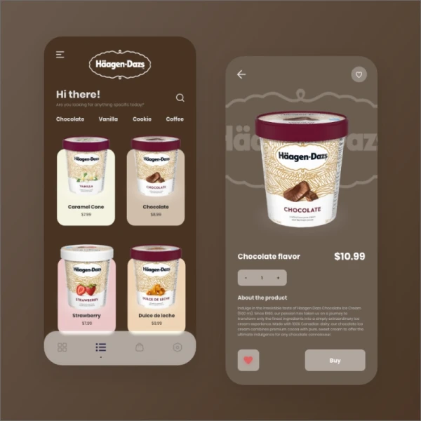 Ice Cream App Exploration for iOS哈根达斯冰淇淋在线点餐外卖应用UI界面设计