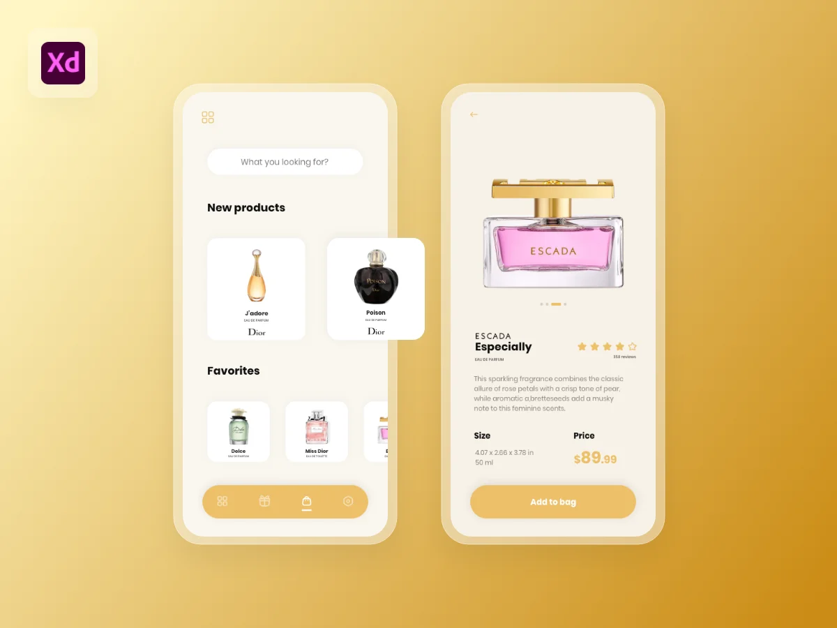 Perfume Shop App Exploration香水选购应用 ui设计套件-UI/UX、ui套件、应用、支付、网购、详情-到位啦UI