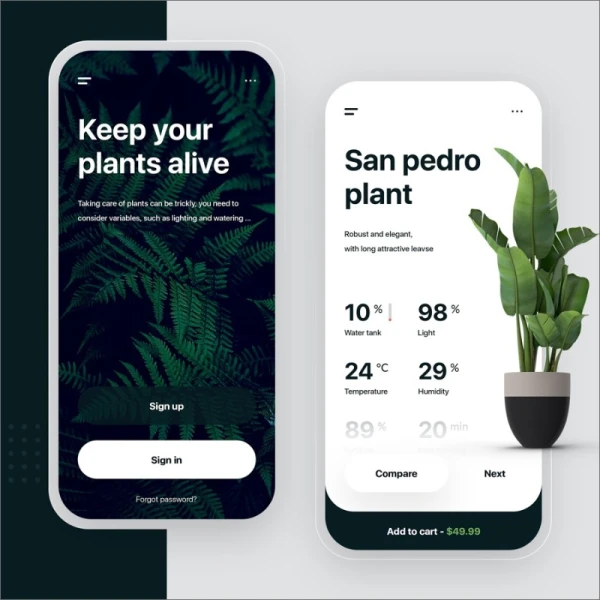 Plant App智能盆栽无土栽种手机应用ui界面设计套件